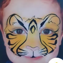 Fun face paint design by Sue