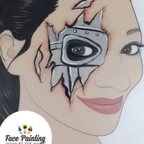 Fun face paint design by Sue