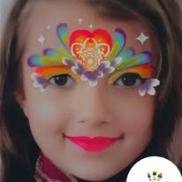Colourful face-painting design by Sue