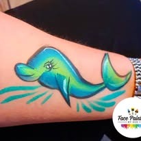 Colourful face-painting design by Sue