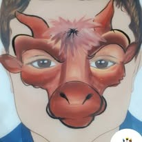 Fun face paint design by Sue