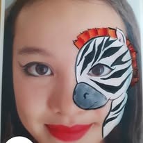 Fun face paint design by Sue