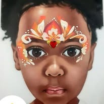 Colourful face-painting design by Sue