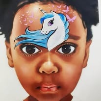 Fun face paint design by Sue
