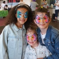 Colourful face-painting design by Sue