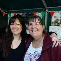 Colourful face-painting design by Sue