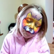 Fun face paint design by Sue