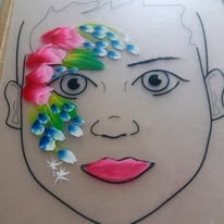 Colourful face-painting design by Sue