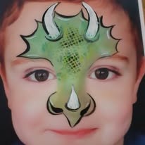 Fun face paint design by Sue